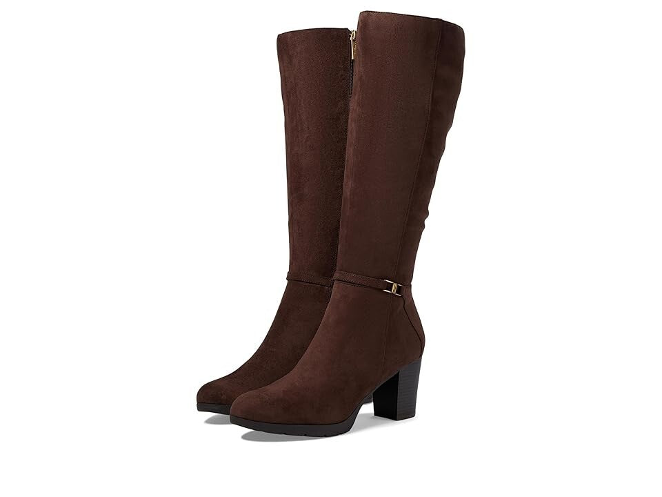 Anne Klein Rya Женские темно-коричневые сапоги для верховой езды до колена с миндалевидным носком