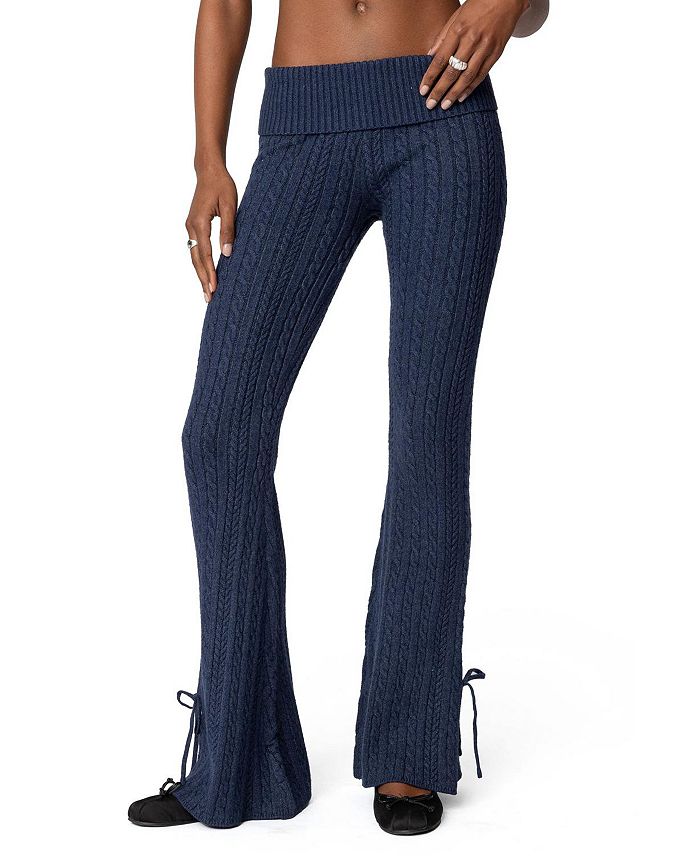 

Брюки Chase Fold Over Cable Knit Edikted, синий