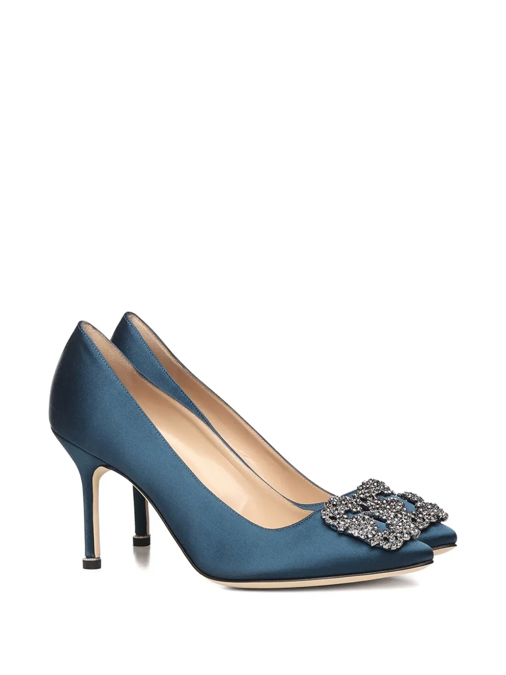 Туфли-лодочки на каблуке с украшением Manolo Blahnik, синий — фото 2