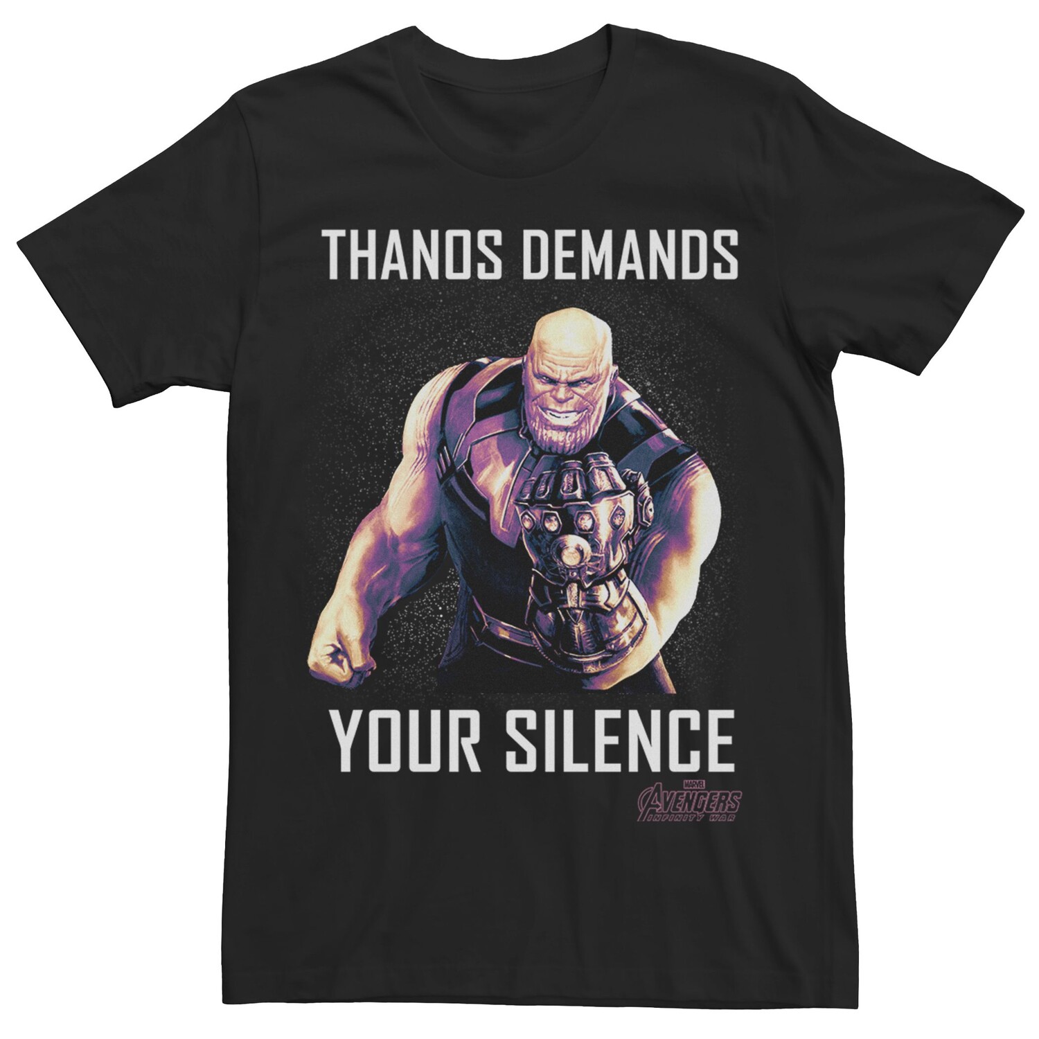 

Мужская футболка с рисунком Marvel Avengers Infinity War Thanos Silence Licensed Character