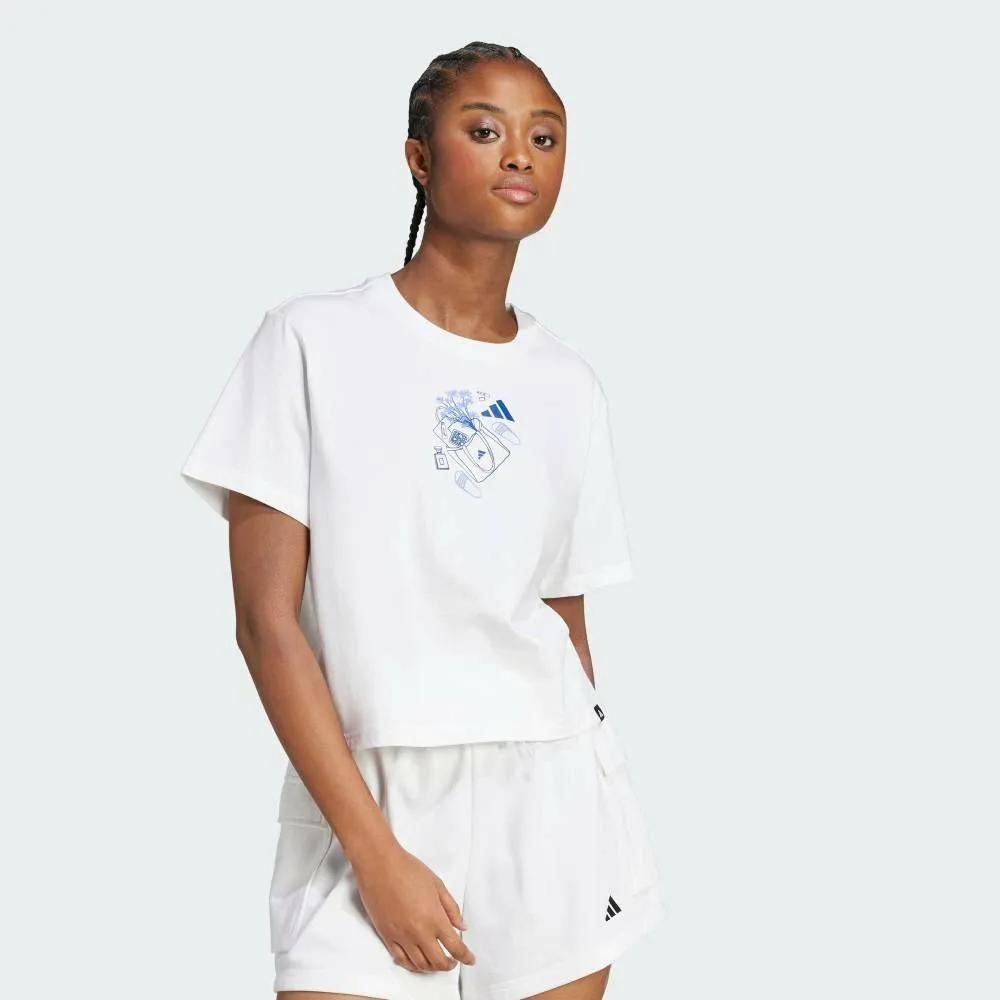 Мини-футболка с графическим принтом Adidas, white