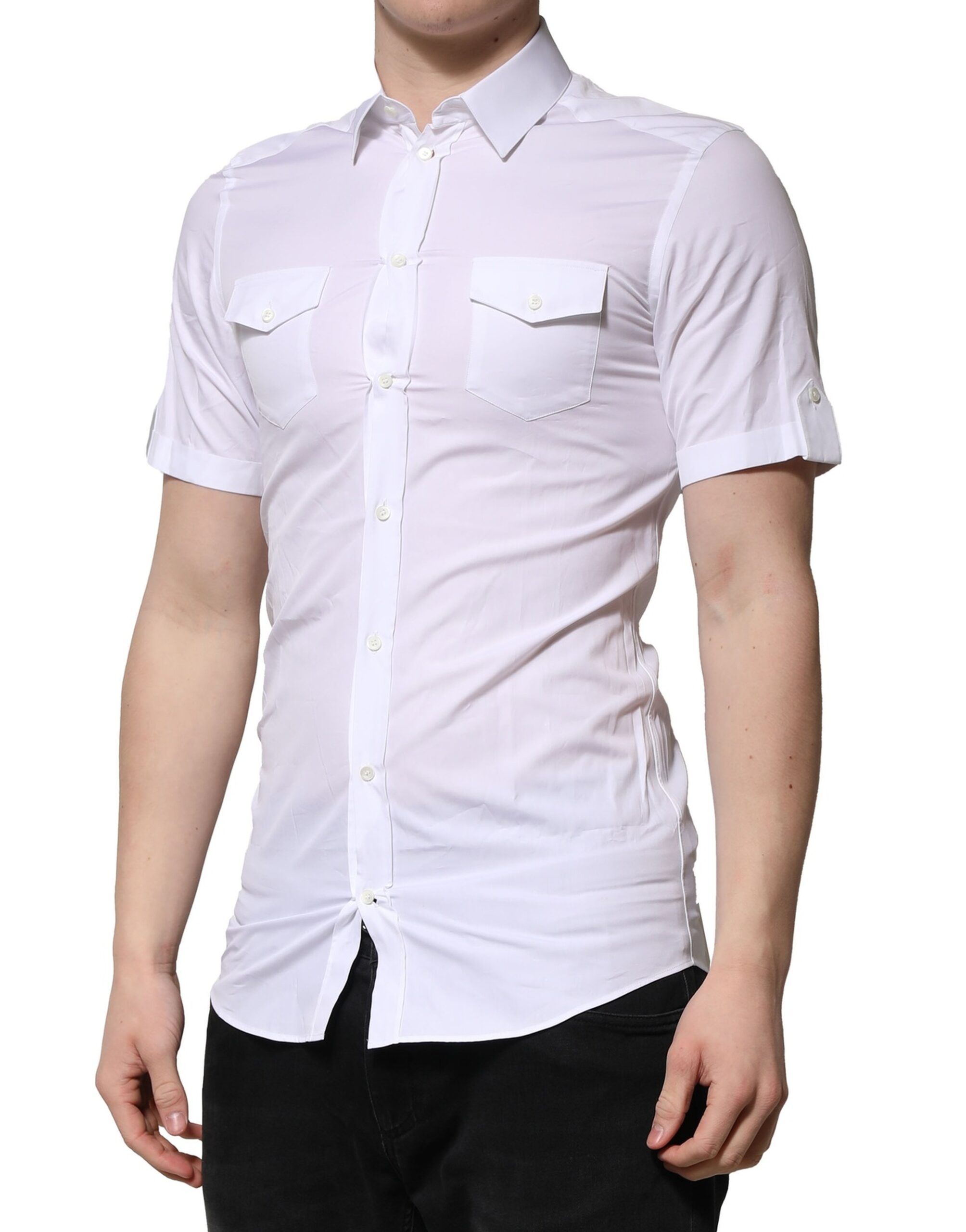 Белая хлопковая рубашка с короткими рукавами GOLD Casual Dolce & Gabbana, White — фото 2