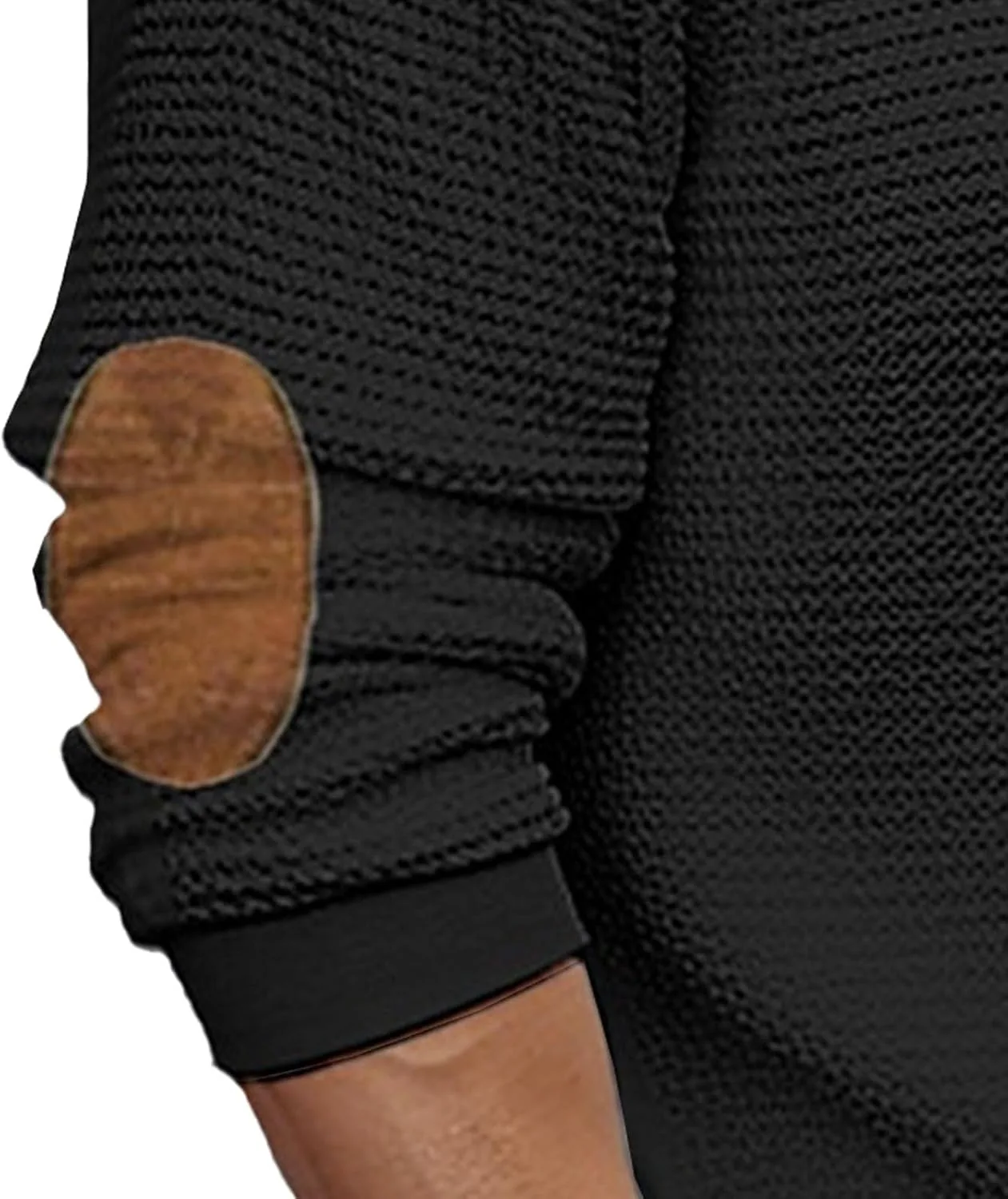 Свитер для мужчин Military Cable Knit с длинными рукавами и замшевыми вставками — фото 4