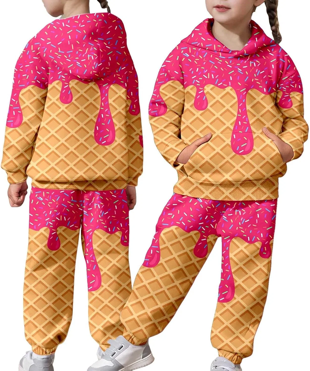 Детский спортивный костюм с принтом мороженое, Generic, 13-pink — фото 3