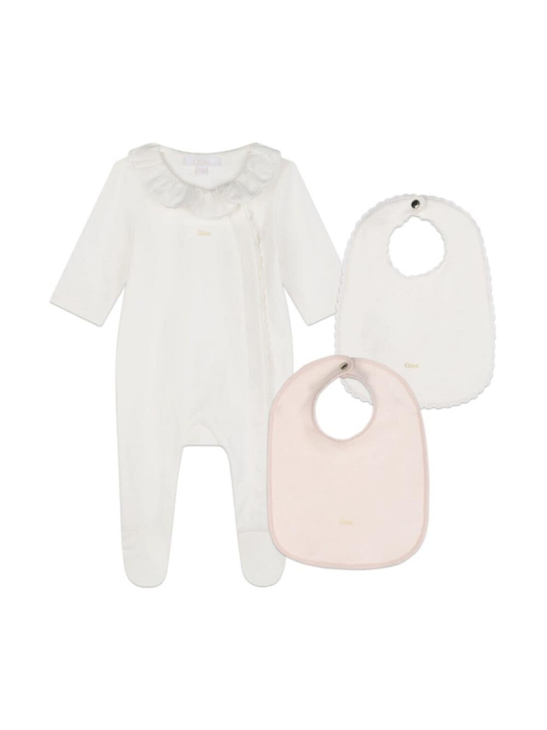 

Chloé Kids комплект из пижамы и двух нагрудников, белый