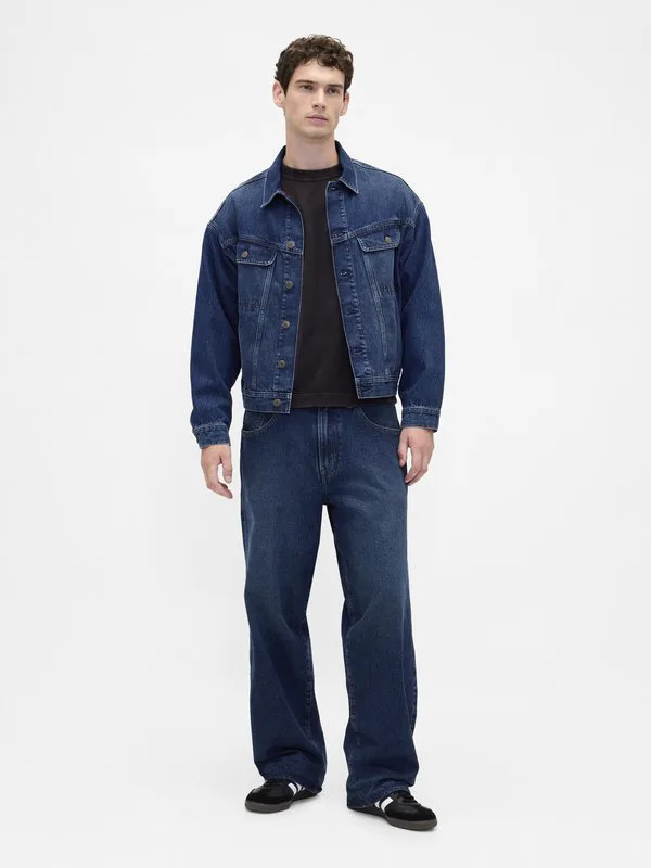 Джинсовая куртка stranger things с фланелевой подкладкой Gap, True Indigo