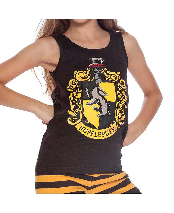 Детский пижамный комплект для девочек Big Girls Hogwarts All Houses Crest: топ и шорты (2 предмета) Harry Potter, желтый — фото 3
