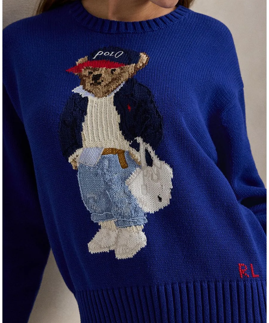 Женский свитер Polo Bear с круглым вырезом Polo Ralph Lauren, Sporting Royal — фото 3