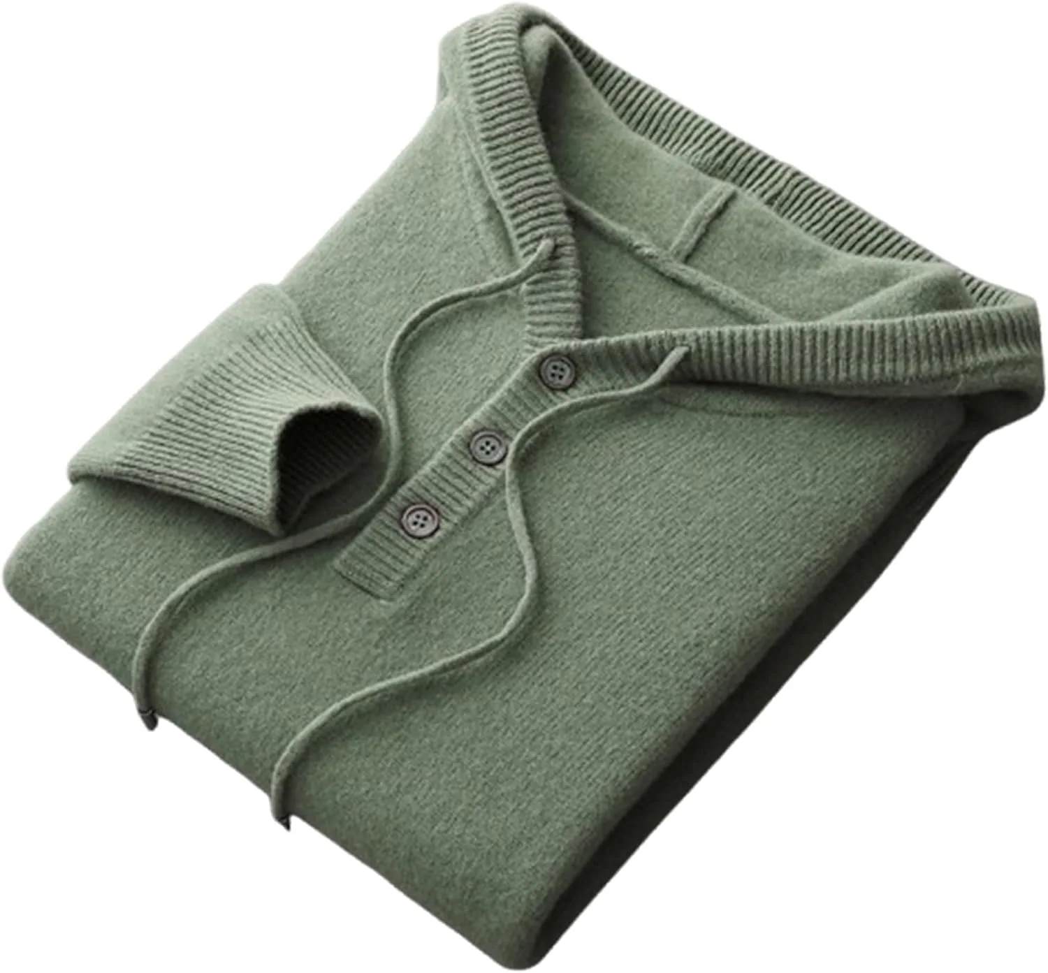 

Мужская 100% Pure Wool Hoodie | Oversized Thick Knit Pullover | Windproof Winter Sweater (3XL, Green) LXDZSWGS