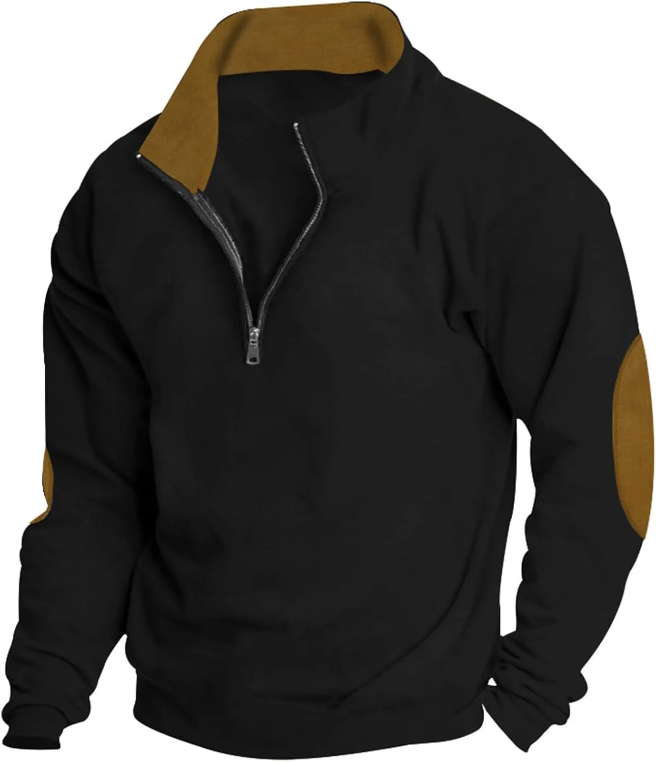 

Мужской свитер с четвертью молнии Slim Fit вязаный пуловер легкий с высоким воротом длинный рукав