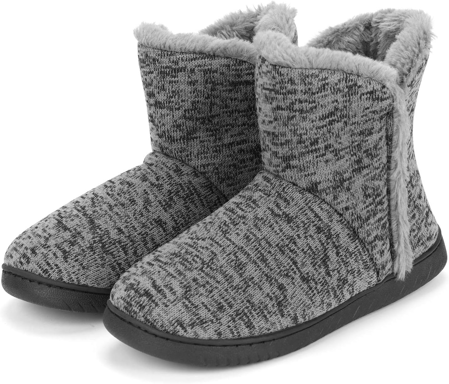 

Тапочки-ботиночки из кашемира, вязаные до щиколотки, теплые ботильоны на подкладке из искусственного меха, уютные зимние домашние тапочки для дома и улицы, нескользящая домашняя обувь, зимние ботильоны Xgopts, серый