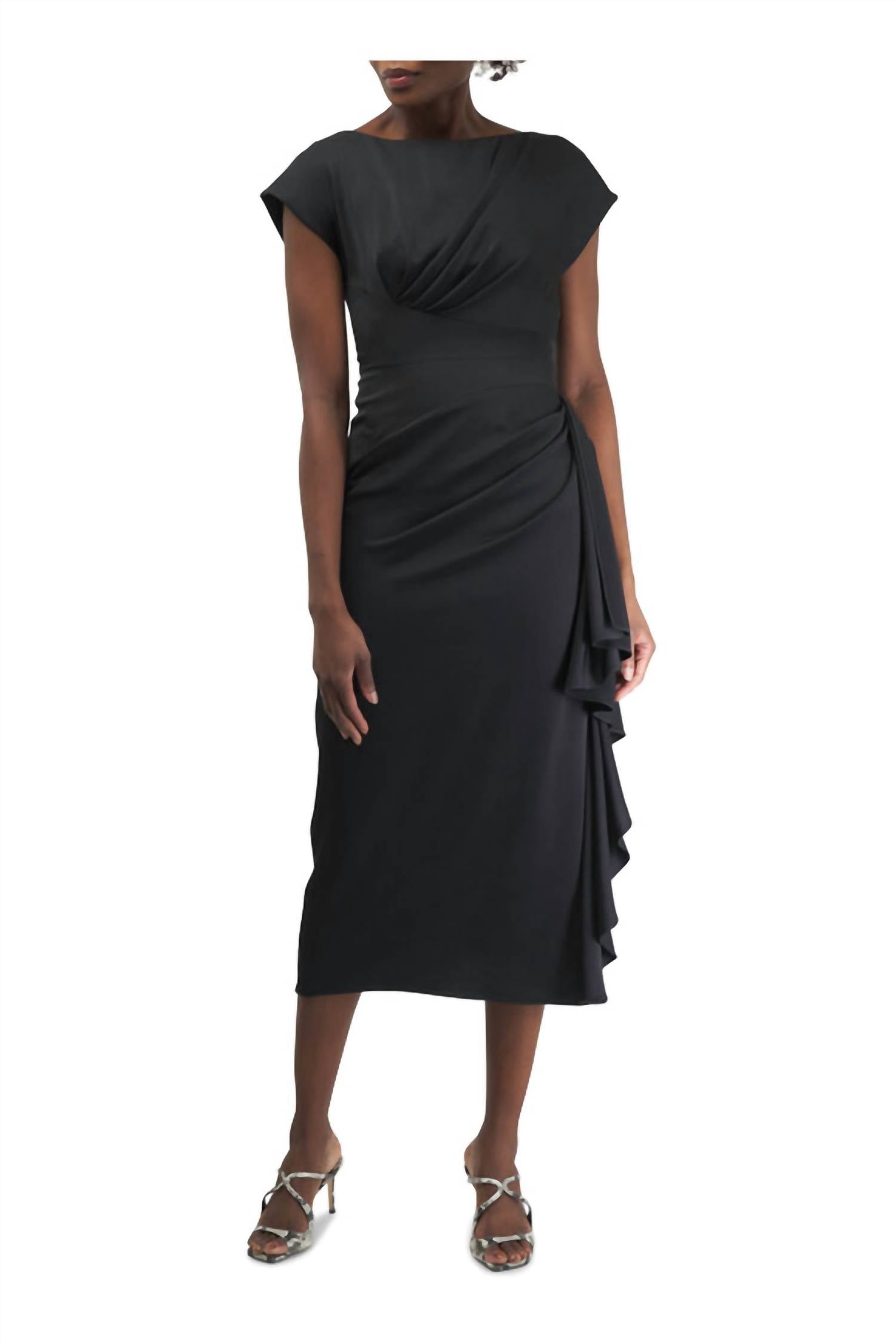 

Сатиновое платье Florence в черном цвете Lela Rose