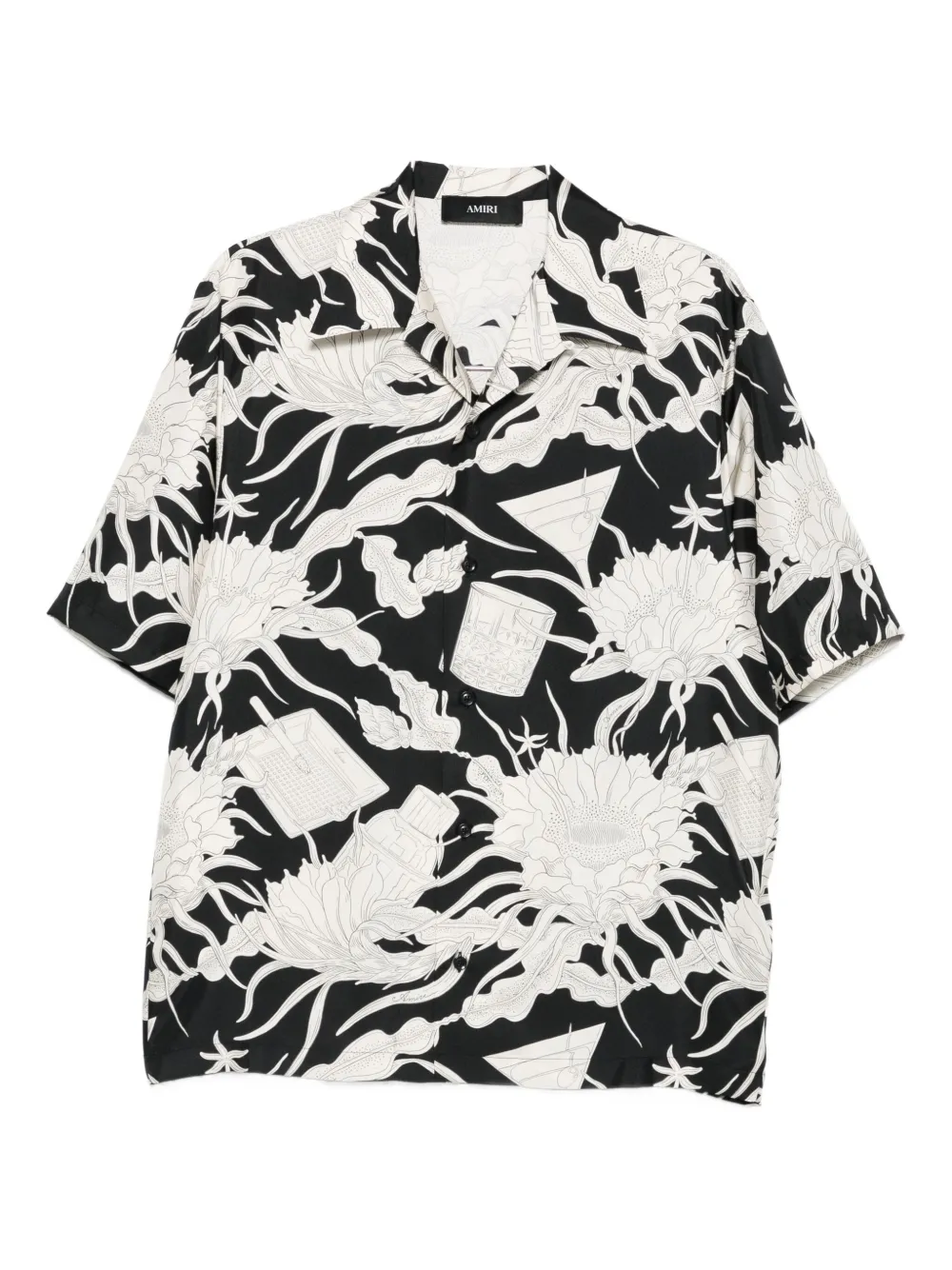 

Рубашка с короткими рукавами и цветочным принтом AMIRI, черный