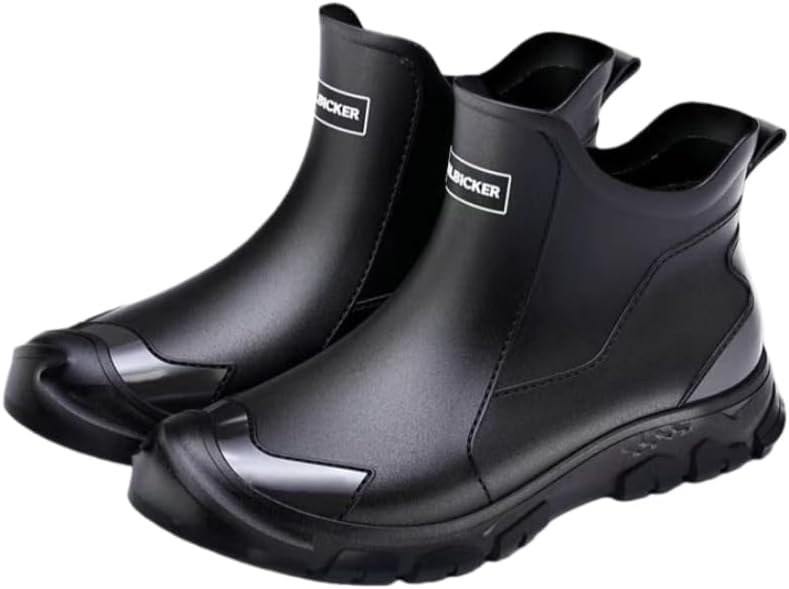 

Модные мужские резиновые сапоги SPKFHD - короткие водонепроницаемые и противоскользящие сапоги - подходят для использования на улице или для повседневной носки, черный