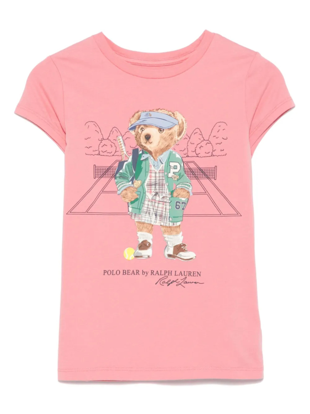 

Футболка POLO RALPH LAUREN KIDS с рисунком медведя, розовый