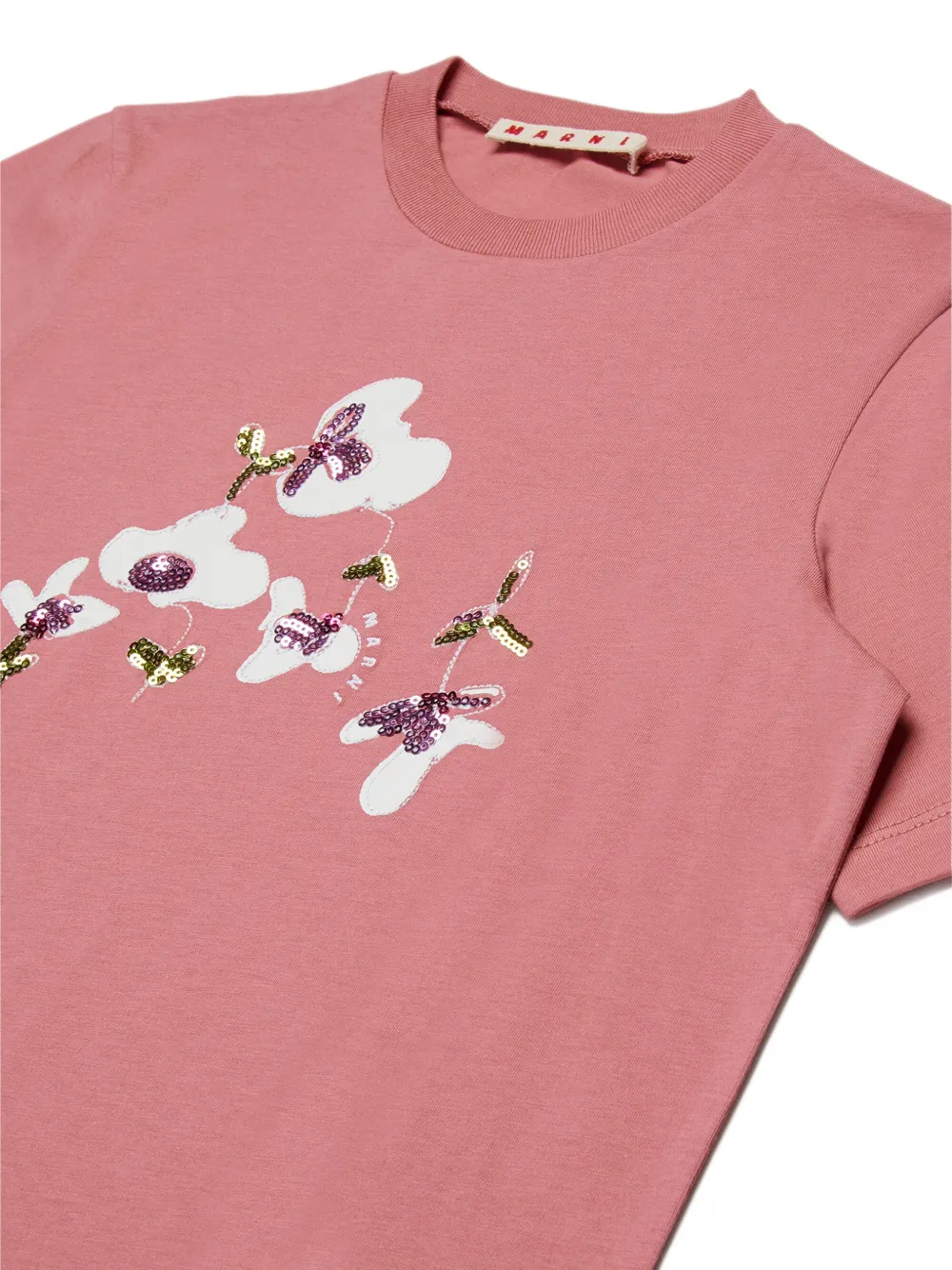 Футболка с цветочным принтом Marni Kids, розовый — фото 3