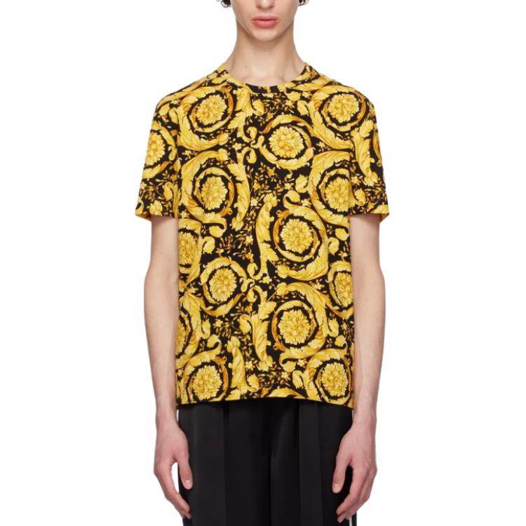 Футболка Barocco с принтом VERSACE, желтая — фото 2