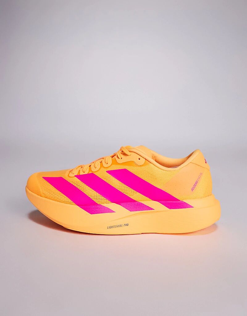 Кроссовки Adidas Running Adizero EVO SL ярко-оранжевого и розового цветов — фото 2