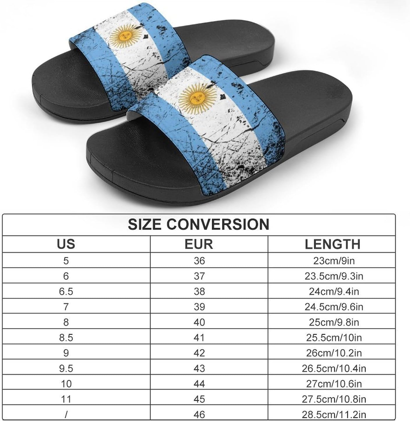 GTABVECT Grunge Texture Argentina Flag Тапочки для душа Домашняя тапочка Быстро высыхающая Нескользящая ванная ванная бассейн Женщина ПВХ, черный — фото 2