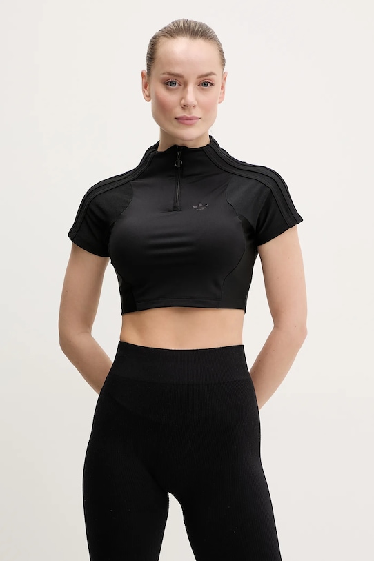 

Футболка с молнией укороченная Adidas Originals, черный