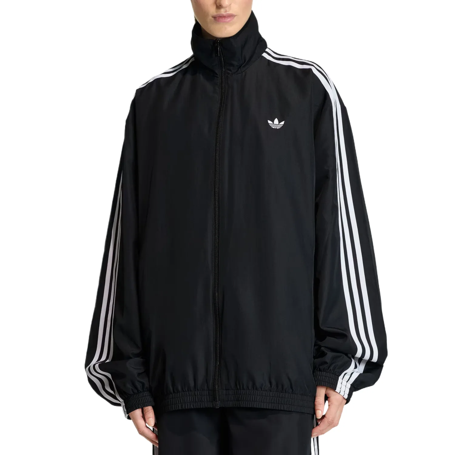 Adidas Adicolor куртка женская черно-белая со стойкой — фото 3
