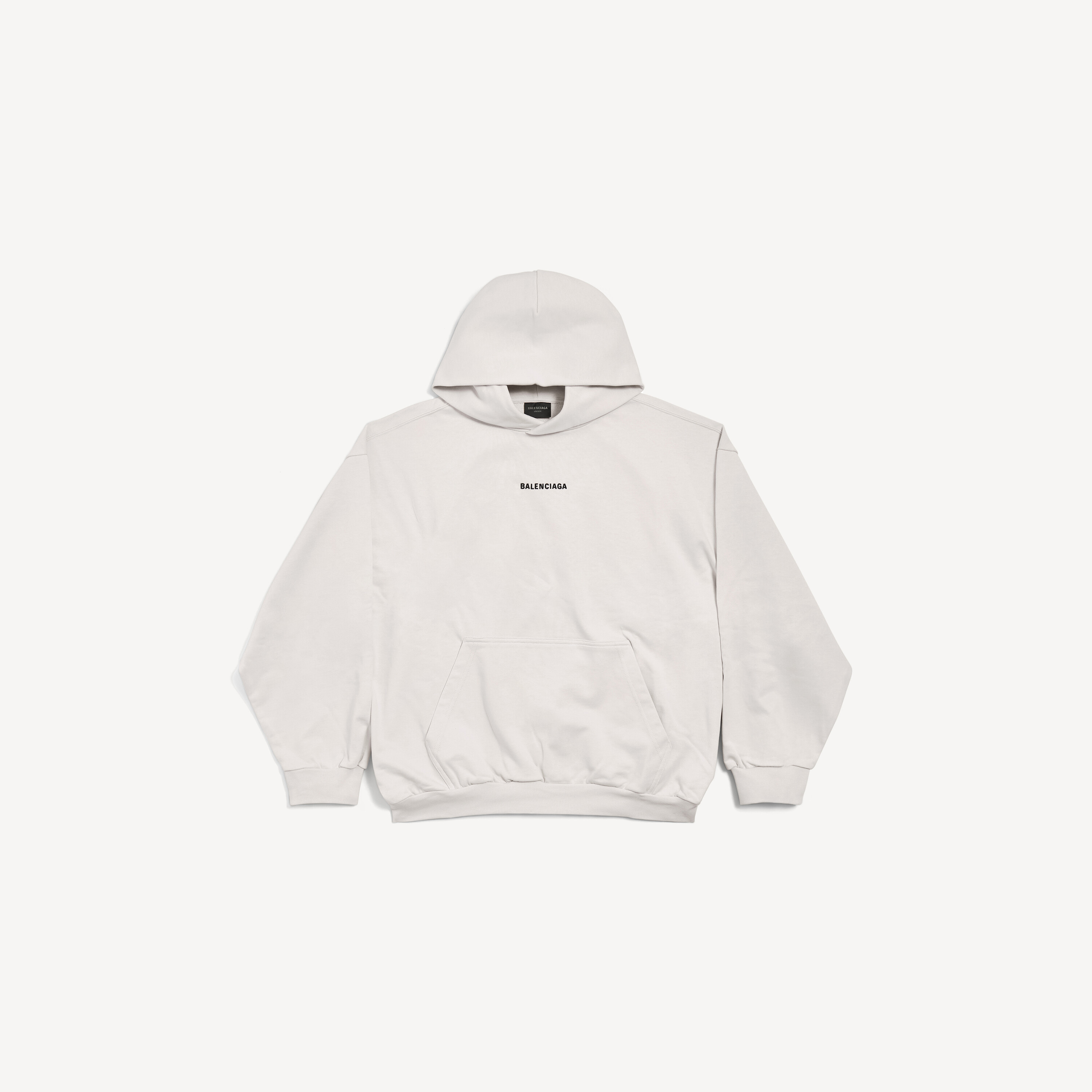 

Новый худи Balenciaga с надписью на спине, средний крой, цвет "молочный" (off-white), бежевый