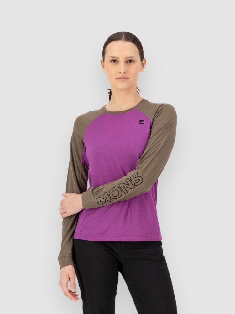 

Футболка Mons Royale Tarn Merino Long Sleeve Tech Tee, purple bolt/walnut
