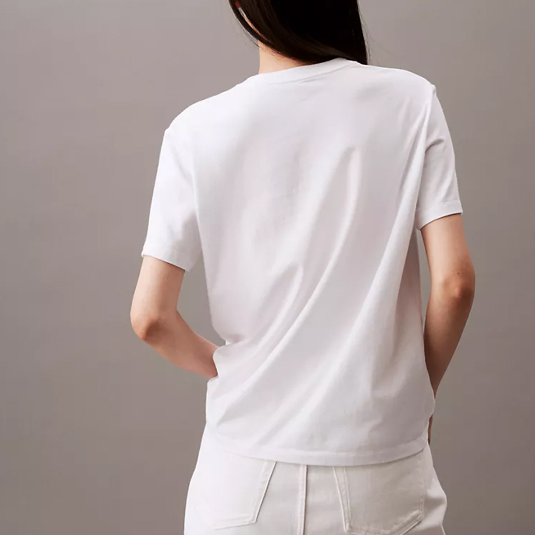 Футболка CALVIN KLEIN женская ярко-белая, BAE-космический черный — фото 4