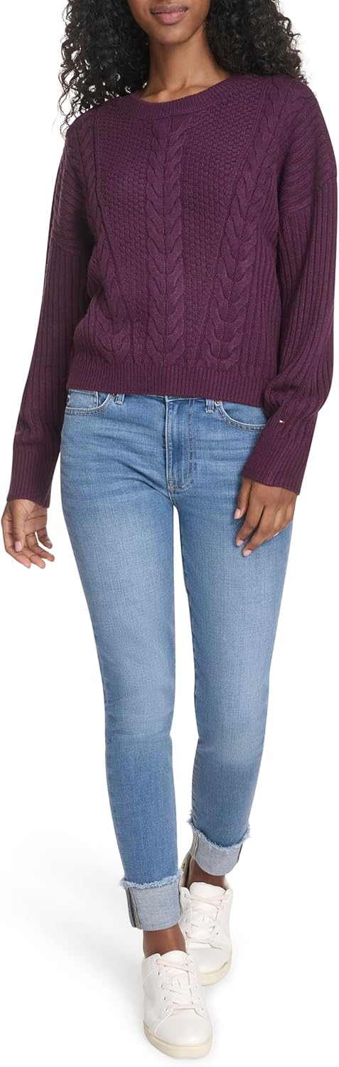 Женский однотонный свитер Bobbi с круглым вырезом Tommy Hilfiger, Aubergine — фото 2