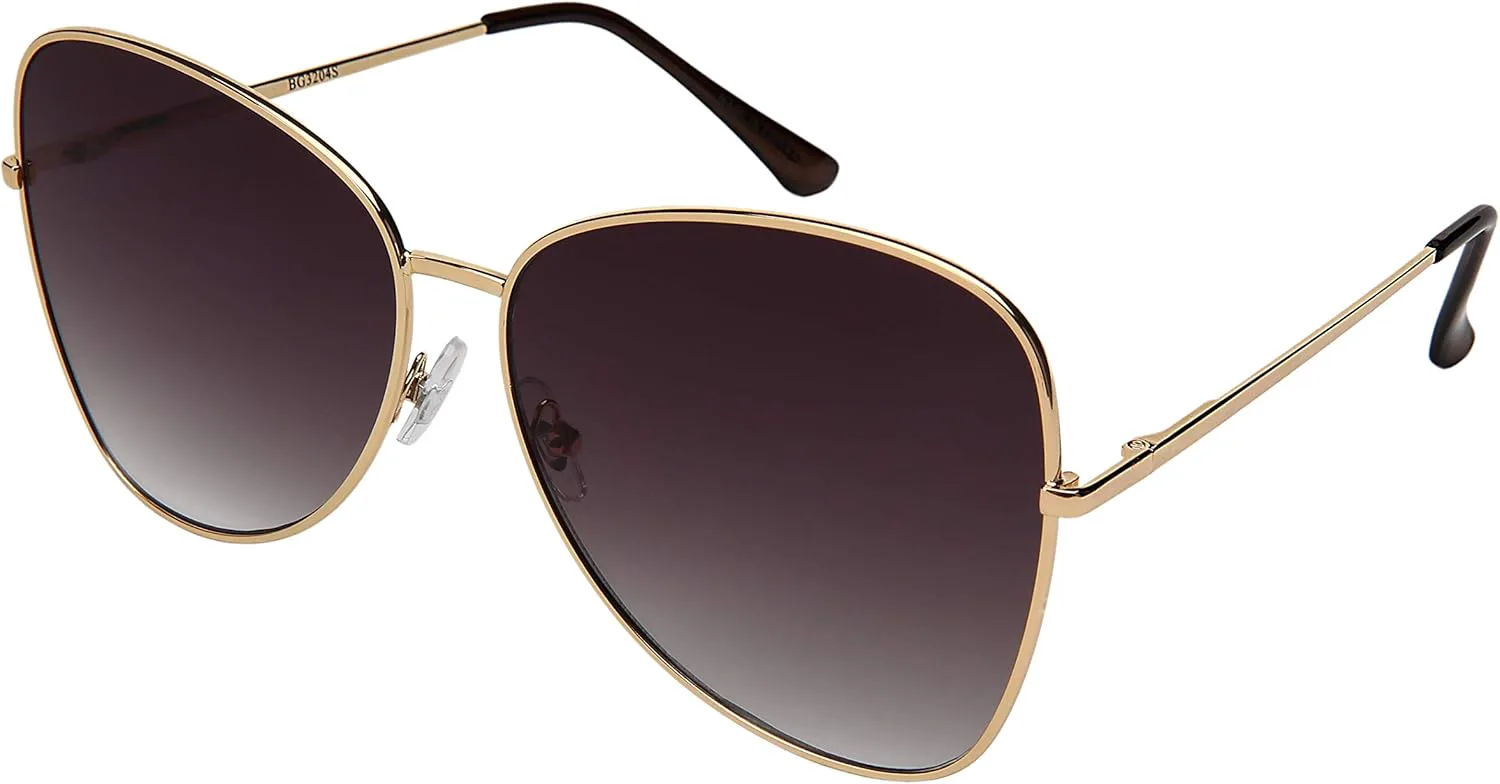 

EDGEIWEAR Женские модные металлические солнцезащитные очки-бабочки большого размера с плоскими тонированными линзами и очень широкой оправой BG3204S-FLOCR-1