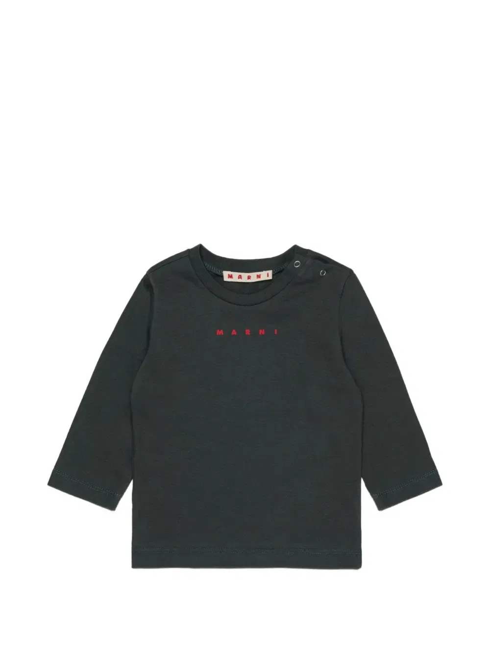 Футболка с логотипом и пуговицами на плечах Marni Kids, черный