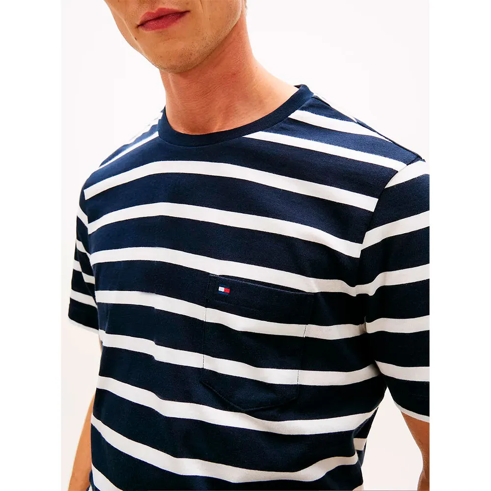 Футболка с коротким рукавом Tommy Hilfiger Ess Stripe Pocket, синий — фото 4