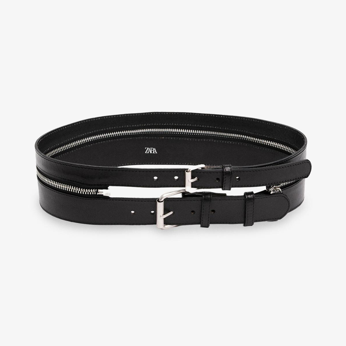 

Ремень Zara by Carlyne Cerf Zip Waist With Double Buckle, черный