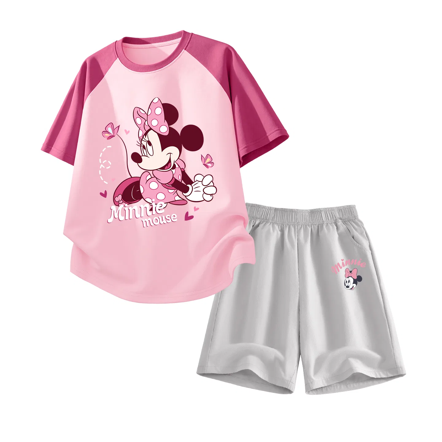 Детский спортивный костюм Disney Kids Casual Sportswear Crew Neck Thin Stretch Breathable, Butterfly Berry Red+Di Lift Eye K Gray