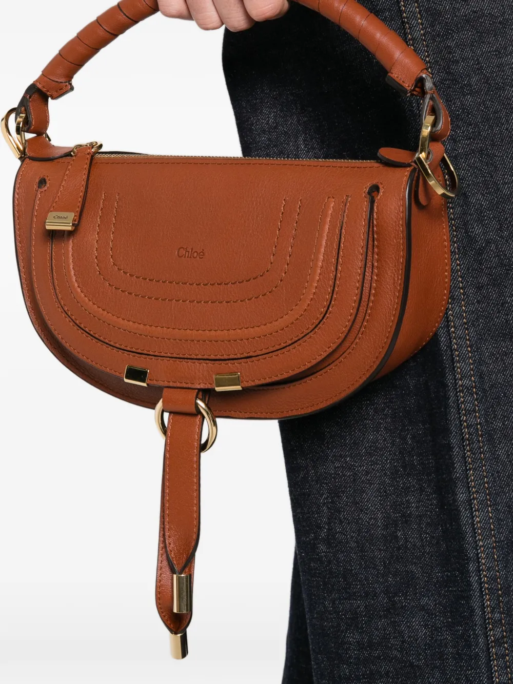 Мини-сумка marcie из кожи с перекрученной ручкой через плечо CHLOÉ, коричневый — фото 2