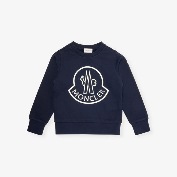 

Хлопковая толстовка с фирменным принтом Moncler, синий