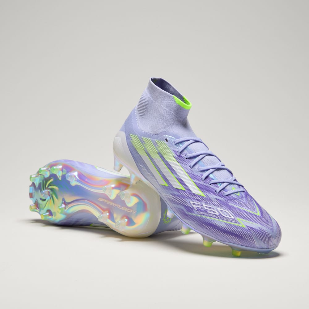 Бутсы Adidas F50 Sparkfusion Elite Mid Firm Ground/Artificial Grass Cleats, цвет Violet Tone/Lucid Lemon/Purple Rush
