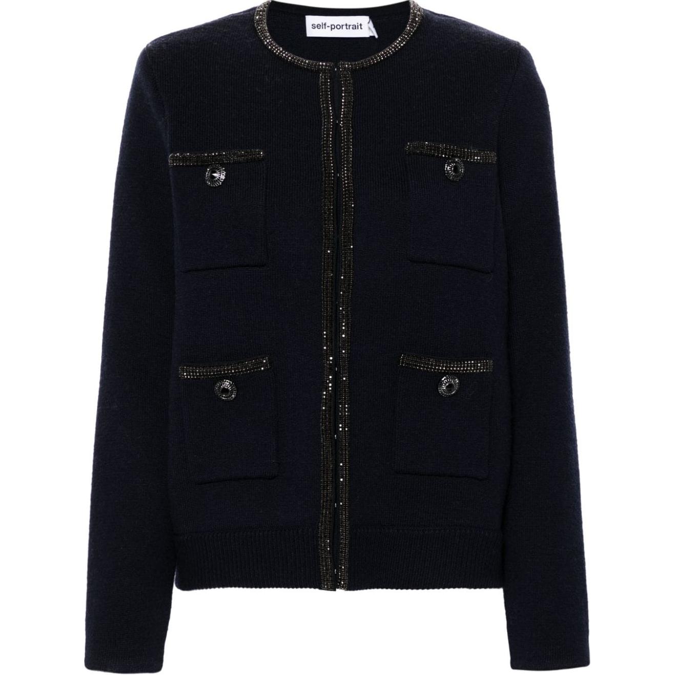 

Автопортрет, украшенный вязаным кардиганом Self-Portrait, marine синий