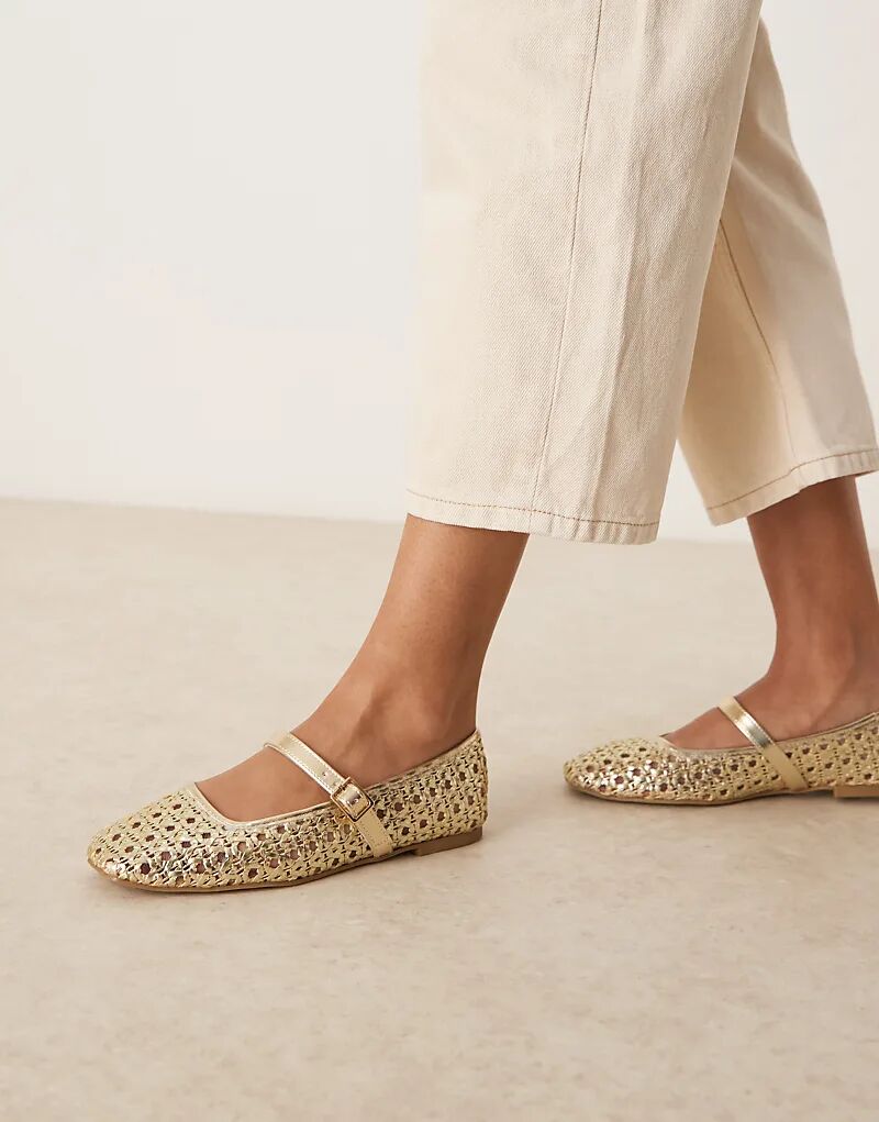Балетки Lottie Mary Jane от ASOS DESIGN с золотым плетением — фото 2