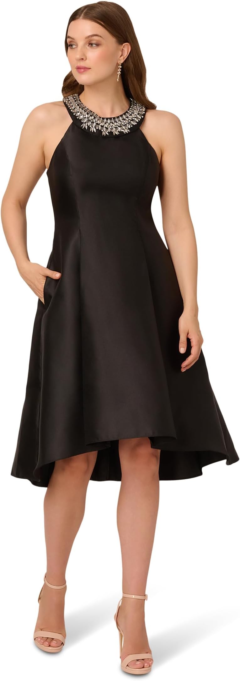 

Платье Adrianna Papell Beaded Mikado Midi Dress, черный