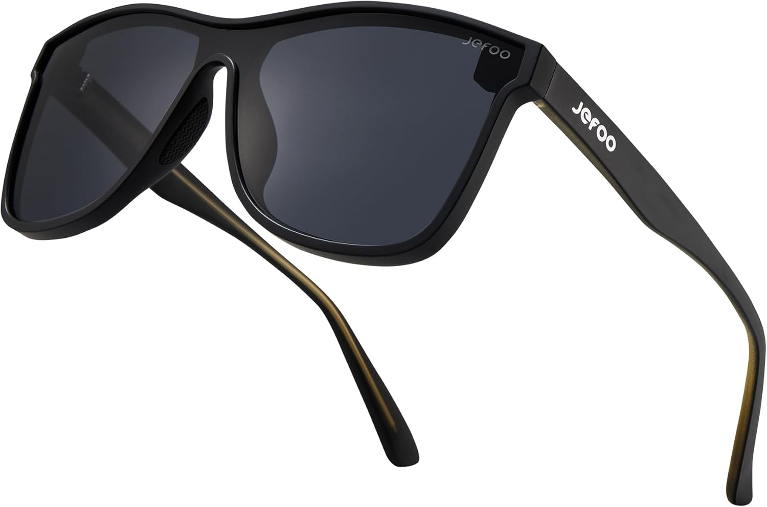 

Солнцезащитные очки Jefoo с поляризацией для мужчин, модные зеркальные очки для женщин, солнцезащитные очки с отражающей поверхностью и защитой от УФ-излучения, Matte Black Frame / Black Lens