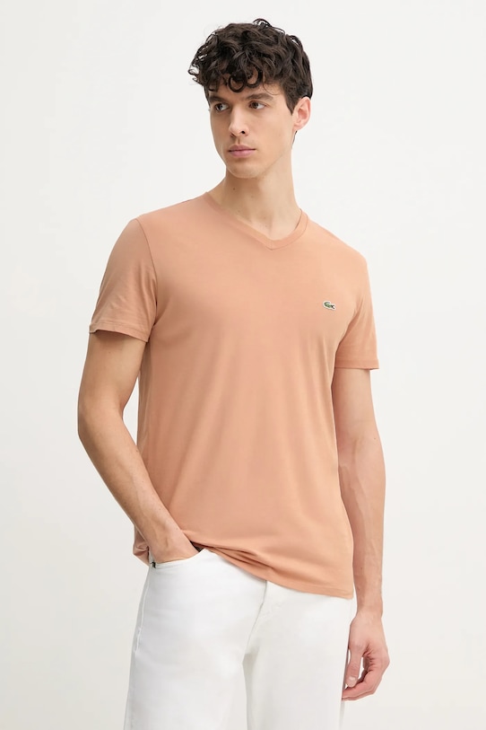 

Хлопковая футболка Lacoste, оранжевый