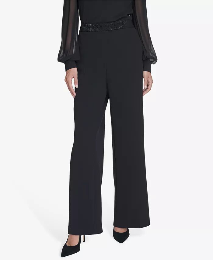 

Женские широкие брюки со стразами на поясе Halston, черный