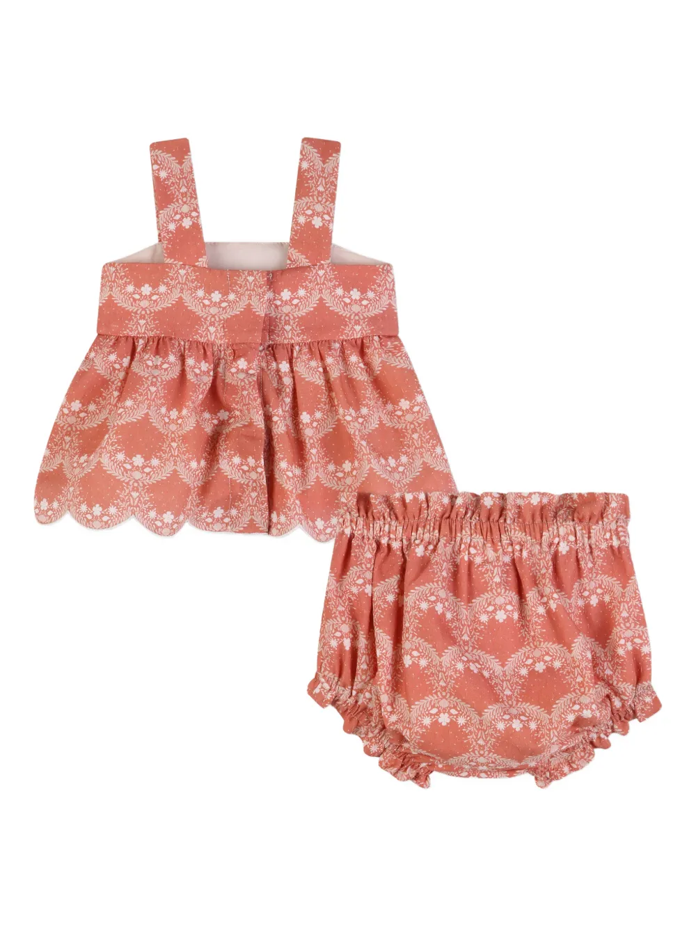 Комплект из топа и шортов с цветочным принтом Chloé Kids, розовый — фото 2