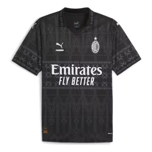 

Спортивная футболка ac milan x pleasures men's authentic football jersey 'black white' Puma, черный