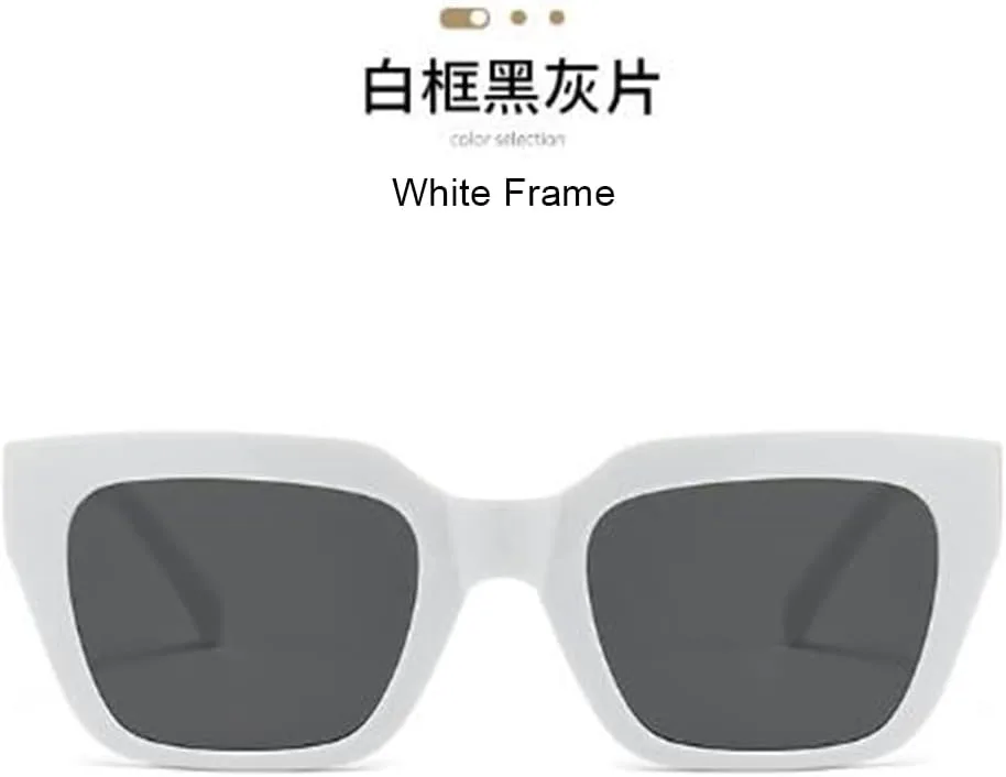

Квадратные солнцезащитные очки однотонного цвета для мужчин и женщин, с гладкой поверхностью и защитой от УФ-излучения UV400 PUB, White Frame Black Grey Slice