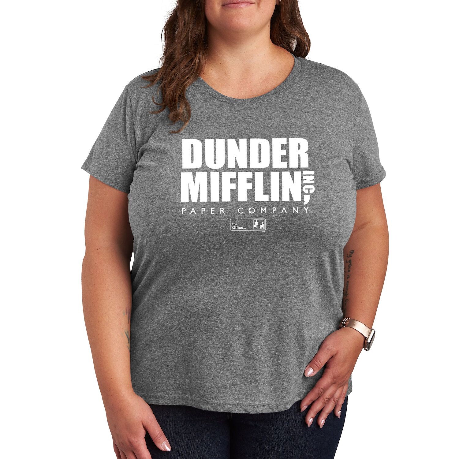 

Детская футболка больших размеров The Office с логотипом Dunder Mifflin Licensed Character, светло-серый