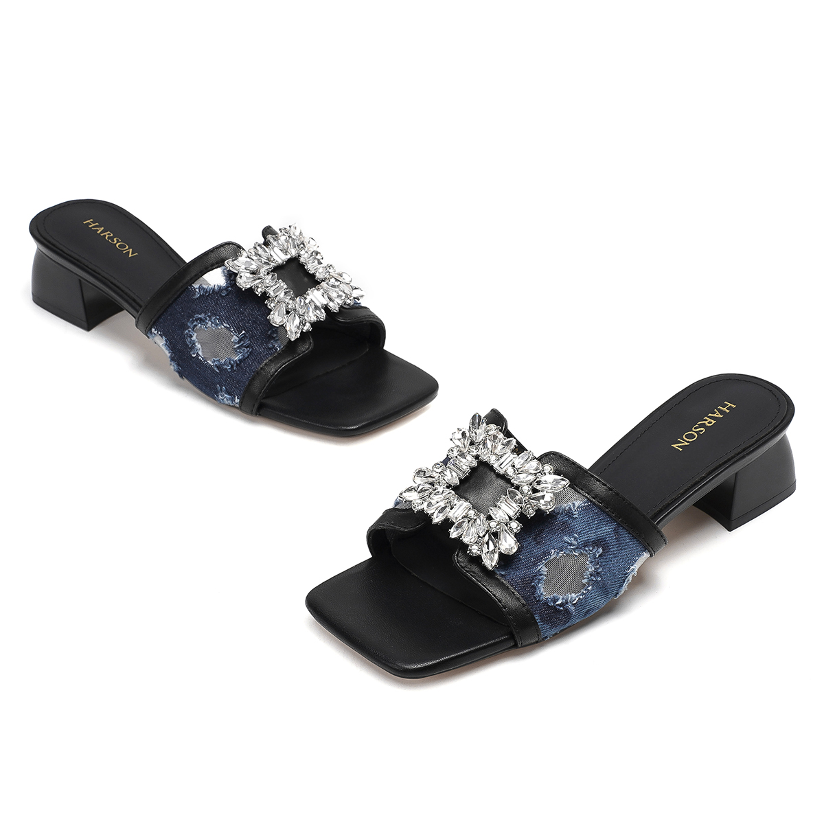 HARSON Женские противоскользящие шлепанцы Blue Black, цвет Blue Black — фото 3