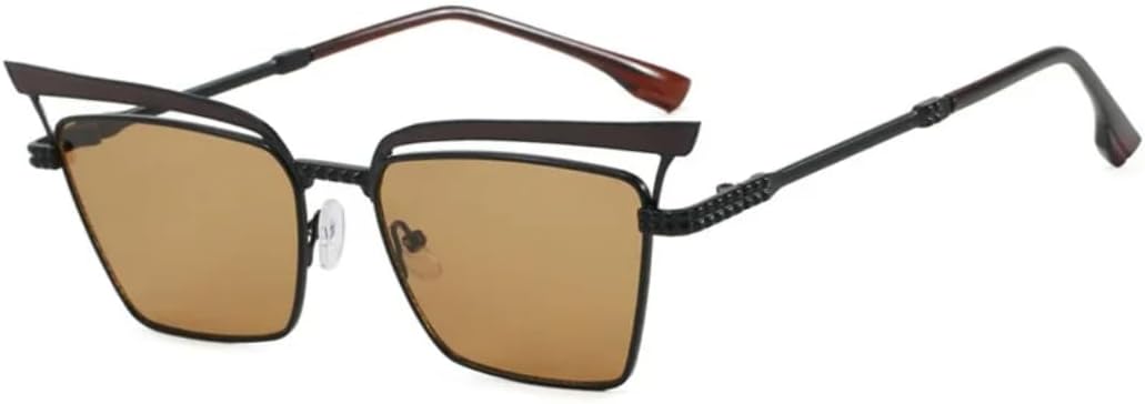 

Роскошные солнцезащитные очки «кошачий глаз» с градиентным переходом цвета для женщин, ретро-очки с полой конструкцией для мужчин, защита от УФ-излучения UV400 TOIPASTN, Black Brown