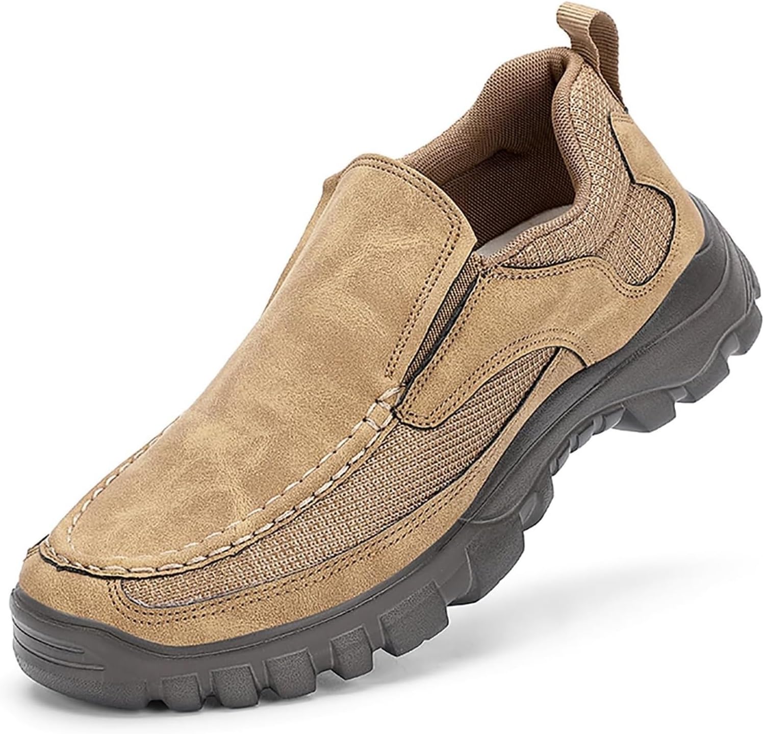 

Мужские замшевые слипоны, дышащие лоферы с наружной подошвой, удобные, с круглым носком, для работы, прогулок и повседневной носки Generic, хаки